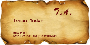 Toman Andor névjegykártya